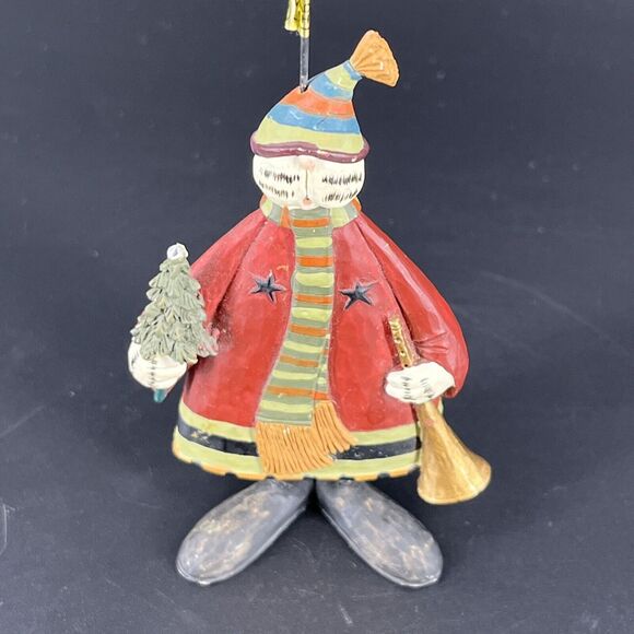 Williraye Studios 5" Folk Art Christmas Sweater Cat Ornament Tree Horn - Picture 2 of 13